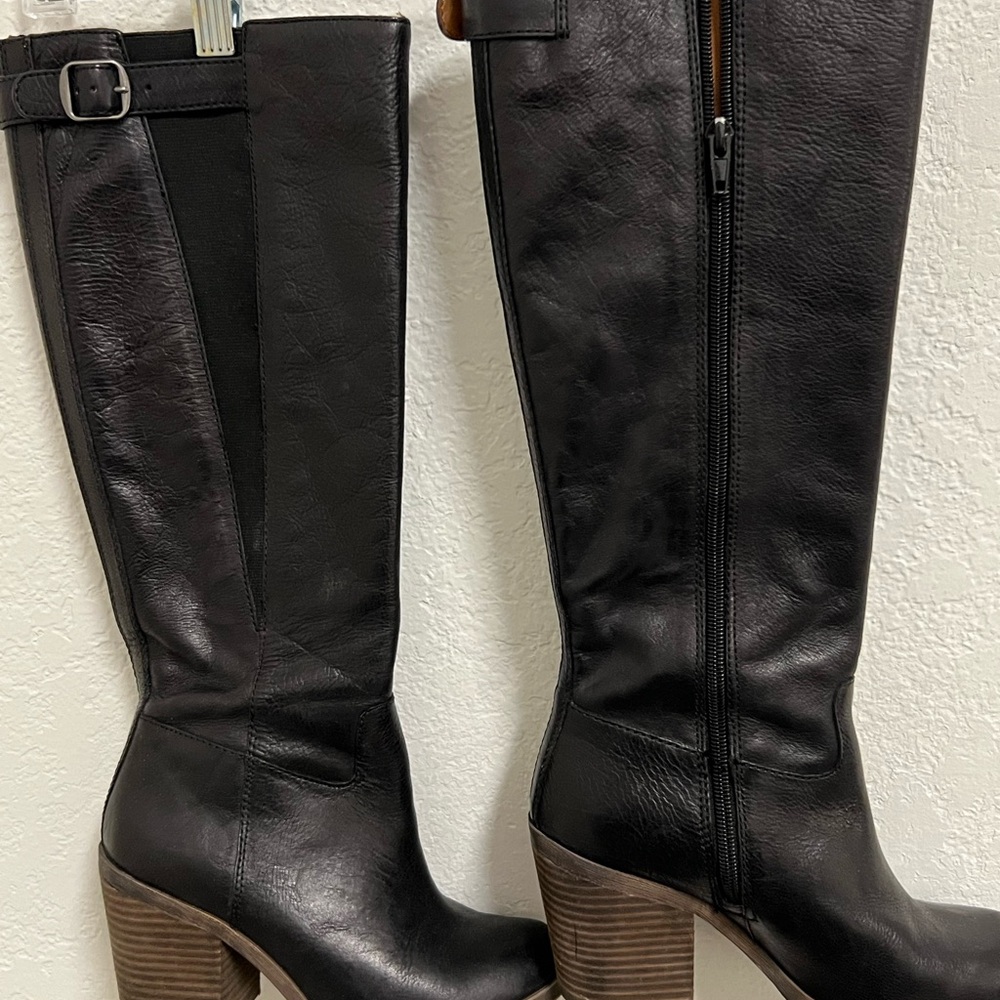 Lucky Brand Black Leather Heeled Boots